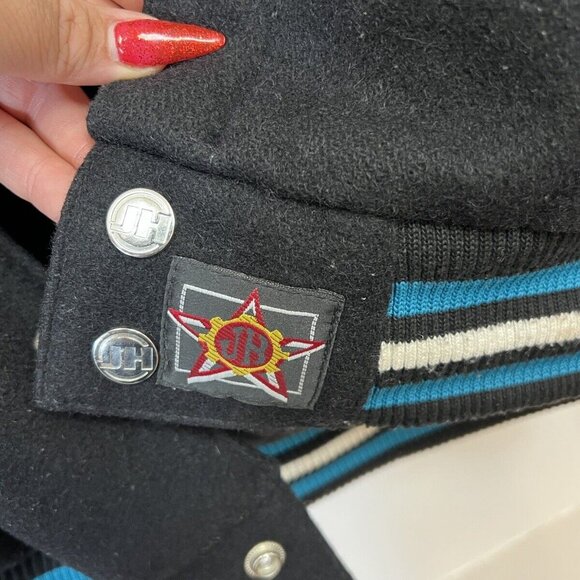 San Jose Sharks Two Tone Wool Leather Jacket Black/White Medium JH Design NHL - Picture 5 of 11